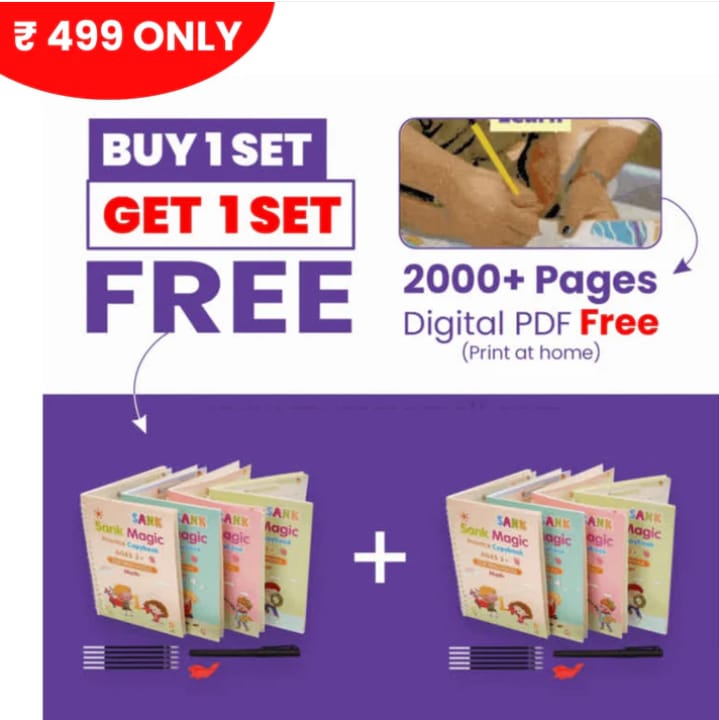 Magic Practice Copybook (4 BOOKS,1 PEN,1 GRIP,10 REFILL)