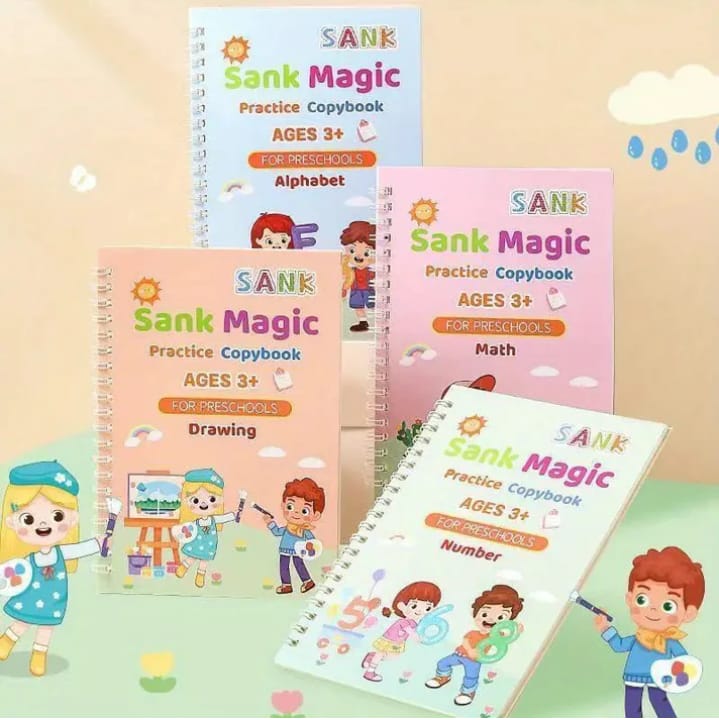 Magic Practice Copybook (4 BOOKS,1 PEN,1 GRIP,10 REFILL)